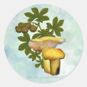 Yellow Mushrooms with seed pods stickers
