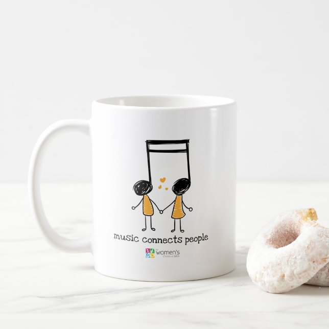 Yellow Music Connects People Coffee Mug (With Donut)