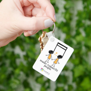 Yellow Music Connects People Keychain