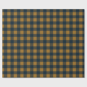 Yellow Mustard Buffalo Plaid Festive Checked Wrapping Paper