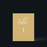 Yellow Mustard Modern Minimalist Table Number<br><div class="desc">Modern and elegant minimalist style yellow mustard table number with modern hand written calligraphy details. Clear area on the bottom allowing you to use all kinds of table number holders without obstructing the number. Modern medium size card for a sleek, simple look. Available in a variety of colours. Have all...</div>