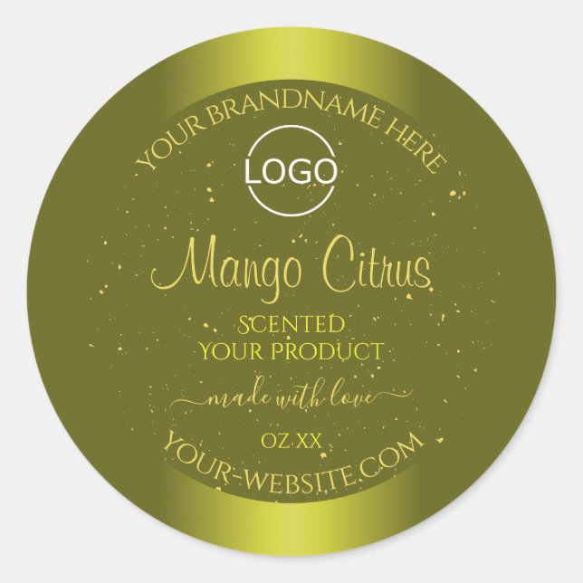 Yellow Mustard Product Label Gold Glitter Add Logo (Front)