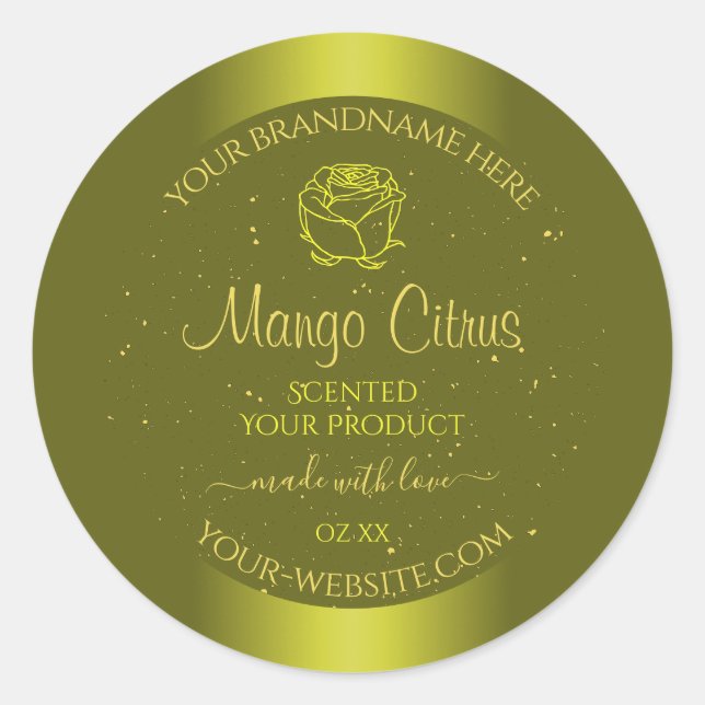 Yellow Mustard Product Labels Gold Glitter Floral (Front)