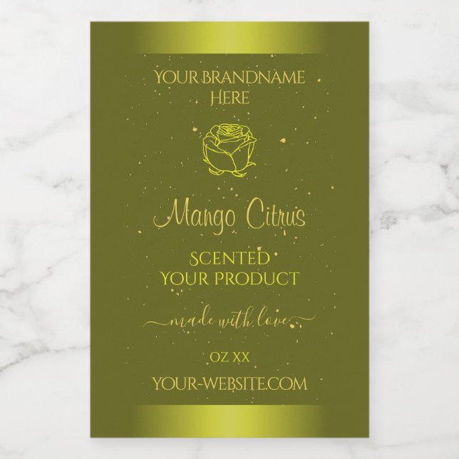 Yellow Mustard Product Labels Gold Glitter Floral (Single Label)