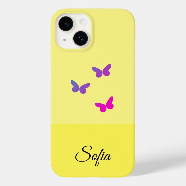 Yellow Name Customisation Phone Cover. Case-Mate iPhone Case (Back)