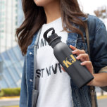Yellow Name & Monogram | Retro Typography 532 Ml Water Bottle<br><div class="desc">Trendy monogrammed design. Classy and fashionable this tumbler makes the perfect accessory. Add your custom wording to this design by using the "Edit this design template" boxes on the right hand side of the item, or click the blue "Customise it" button to arrange the text, change the fonts and colours...</div>