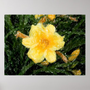 yellow Narcissus Flower abstract original art Poster