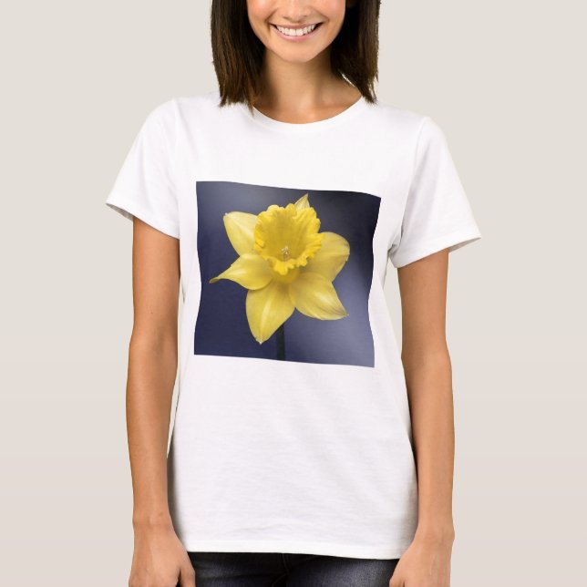 Yellow Narcissus Flower Floral watercolor paint T-Shirt (Front)