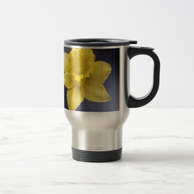 Yellow Narcissus Flower Floral watercolor paint Travel Mug (Right)