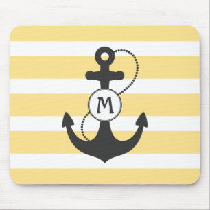 Yellow Nautical Anchor Mouse Mat
