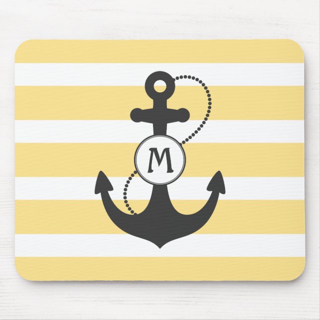 Yellow Nautical Anchor Mouse Mat (Front)