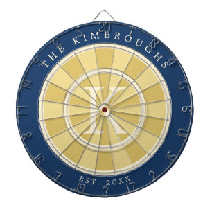 Yellow Navy Blue Family Monogram Dartboard