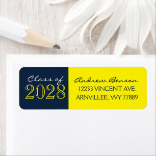 Yellow & Navy Blue Graduation Return Address Label