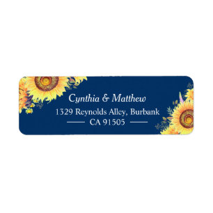 Yellow Navy Blue Sunflowers Rustic Romantic