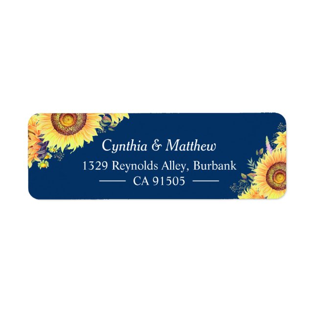 Yellow Navy Blue Sunflowers Rustic Romantic (Front)