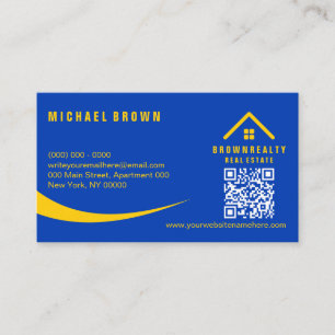 Yellow Navy Classy Roof and Window Logo Rent Home Business Card