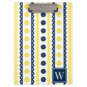 Yellow & Navy Preppy Craft & Sewing Striped Clipboard