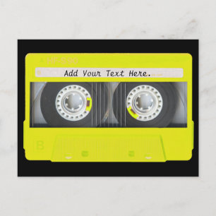 Yellow Neon Customisable Cassette Tape Postcard