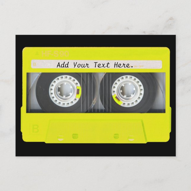 Yellow Neon Customisable Cassette Tape Postcard (Front)