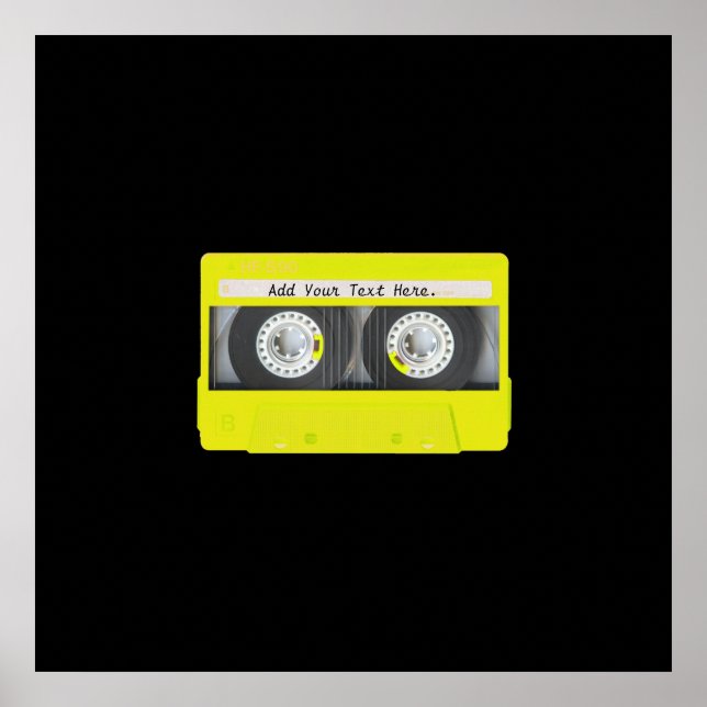 Yellow Neon Customisable Cassette Tape Poster (Front)
