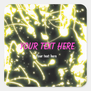 Yellow neon glow stick party sticker label