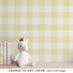 Yellow Neutral Baby Gingham Nursery Wallpaper
