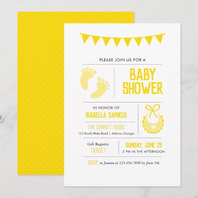 Yellow Neutral Baby Shower Invitation (Front/Back)