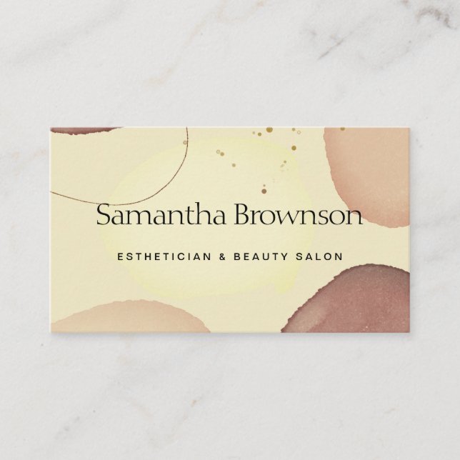 Yellow Neutral Beige Blush Geometric Stone Business Card (Front)