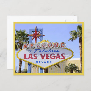 Yellow  Nevada Welcome Sign Las Vegas postcard