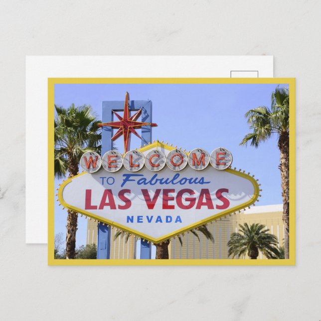 Yellow  Nevada Welcome Sign Las Vegas postcard (Front/Back)