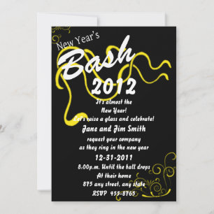 Yellow New Year's Bash Invitation