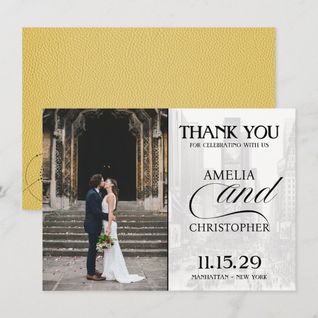 Yellow New York City Passport Thank You Card (Front/Back)