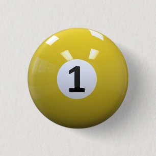 Yellow No. 1 Billiard Pool Ball 3 Cm Round Badge