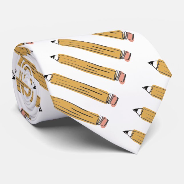 Yellow No. 2 Pencil Teacher Neck Tie (Rolled)