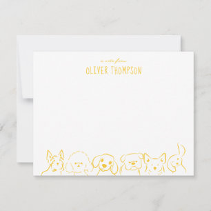 Yellow Note From Cute Dog Animal Sketch Note Card