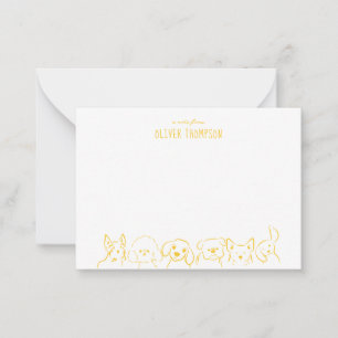 Yellow Note From Cute Dog Animal Sketch Note Card