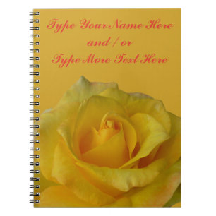 Yellow Notebook Personalised Romantic Rose Book