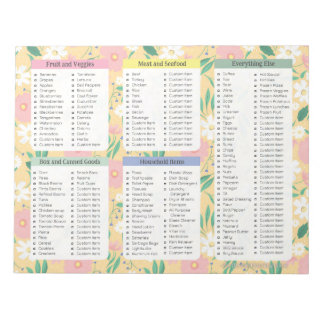 Yellow Notepad Grocery List, Yellow Grocery