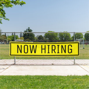 Yellow Now Hiring Sign Banner