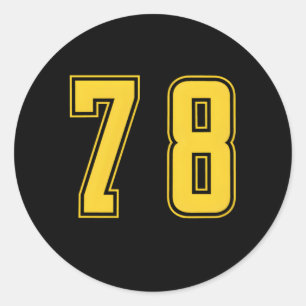 Yellow Number 78 Team Junior Sports Numbered Unifo Classic Round Sticker