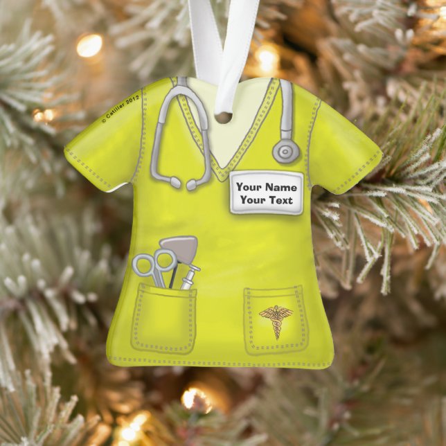 Yellow Nurse medical scrubs ornament (Tree)