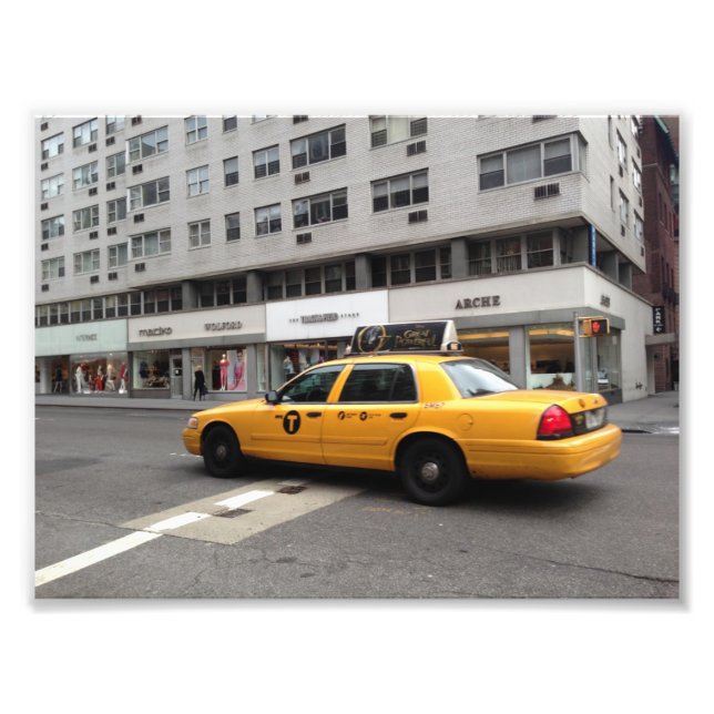 Yellow NYC Chequered Taxi Cab New York City NY Photo Print (Front)