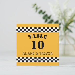 Yellow NYC Chequered Taxi Cab Square Table Number