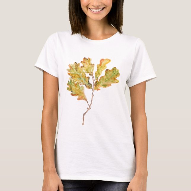 yellow oak leaf branch watercolor  T-Shirt (Front)