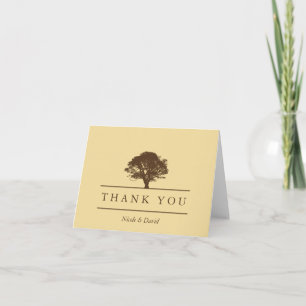Yellow oak tree personalised thank you note card
