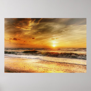 Yellow Ocean Beach Seaside Nature Wall Poster