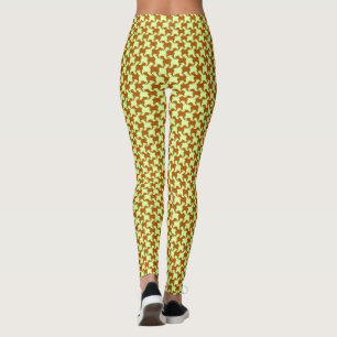 Yellow Ochre Houndstooth with dogs Leggings