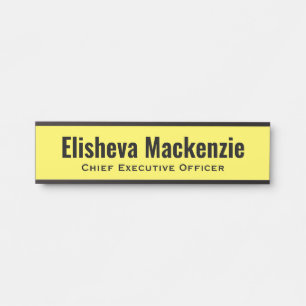 Yellow Office Door Name Plate Sign