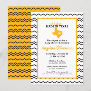 Yellow Oh Baby! Chevron Made in Texas Shower Invitation