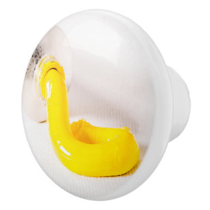 Yellow oil paint ceramic knob